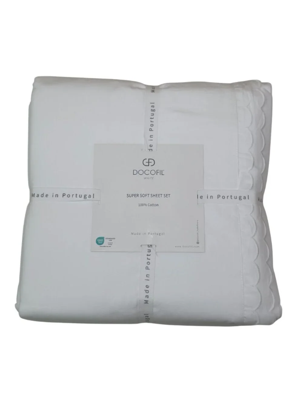 Docofil King Size Super Soft 100% Cotton Sheet Set Made In Portugal White